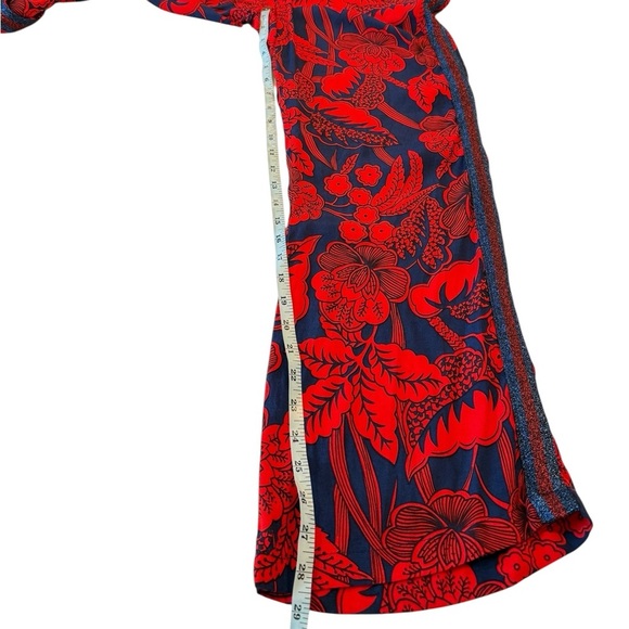 Desigual Floral Trouser Palazzo Size 36 / 8US Red Navy Boho Print Varsity Stripe - Picture 10 of 16